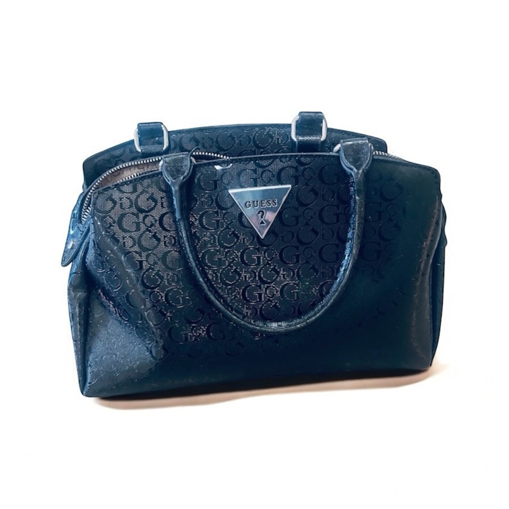 GUESS Navy Embossed Logo Satchel